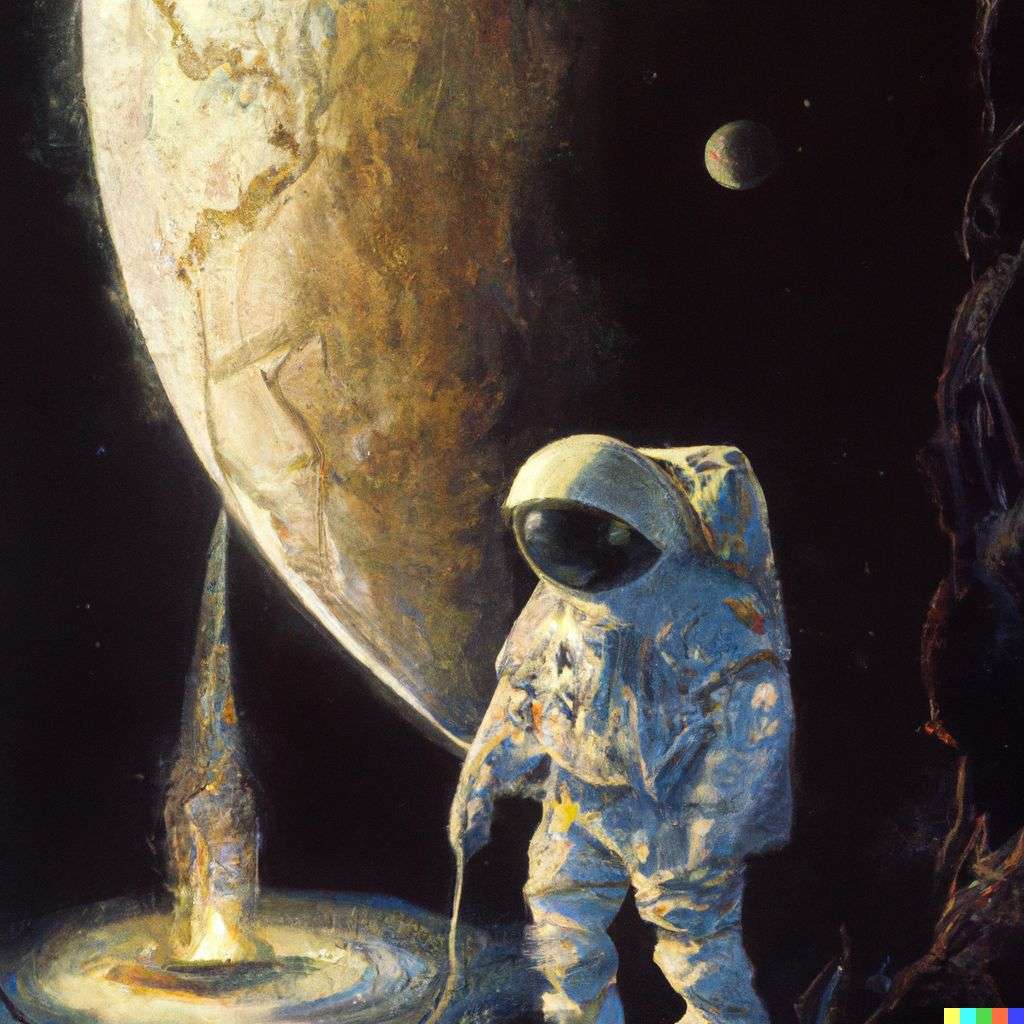 an astronaut, painting by Bruce Pennington